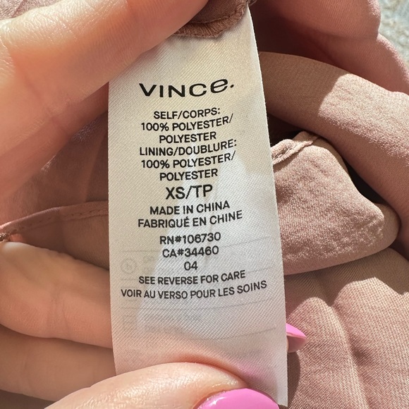 Vince Blush High Low Chevron Pleated Dress Size XS - Picture 5 of 6